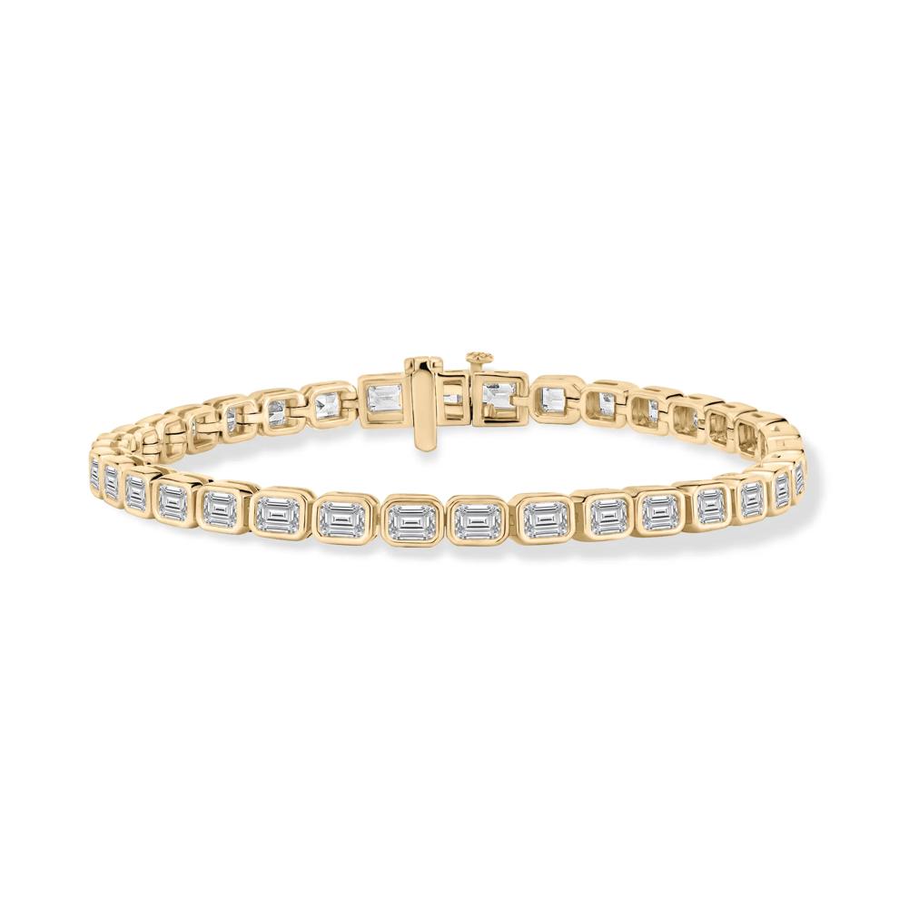 Lab Grown Diamond Emerald-Cut Tennis Bracelet in 14K Yellow Gold, 7" (7 ct. tw.) – Image 1 of 2
