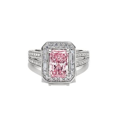 Rose Pink and White Lab Grown Diamond Ring in 14K White and Yellow Gold (3 ct. tw.)