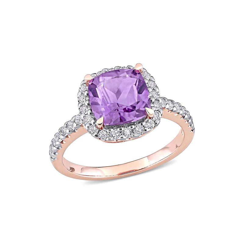 Amethyst &amp; White Topaz Ring in 10K Rose Gold – Image 4 of 6