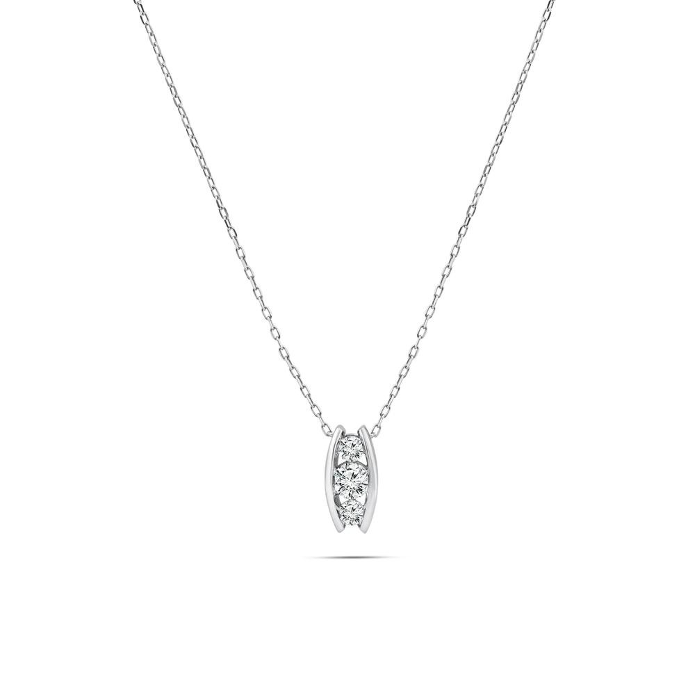 Diamond Curved Bar Pendant in 10K White Gold (1/3 ct. tw.) – Image 1 of 4