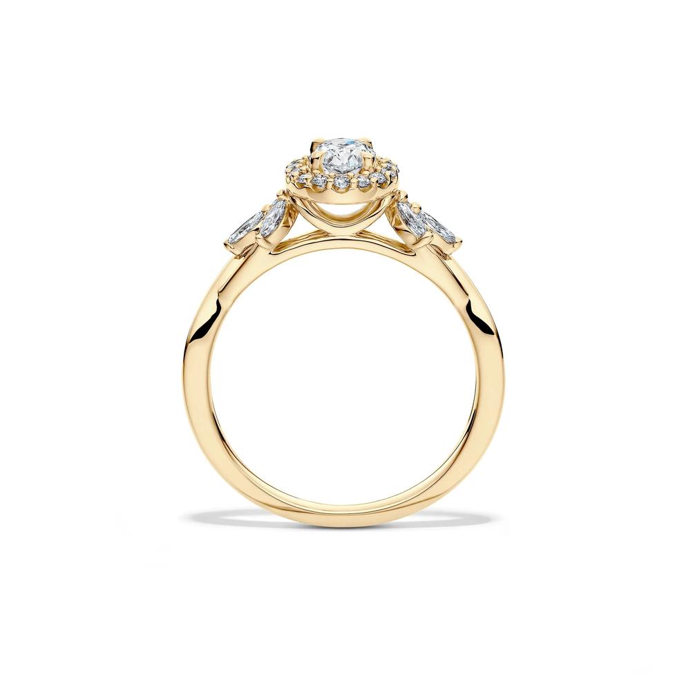 Diamond Oval Center Halo Engagement Ring in 14K Yellow Gold (7/8 ct. tw.) – Image 2 of 4