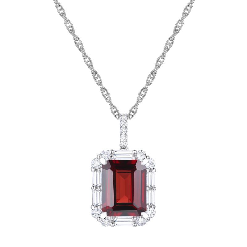 Garnet &amp; Lab-Created White Sapphire Ring, Earring, &amp; Pendant Set in Sterling Silver – Image 3 of 8