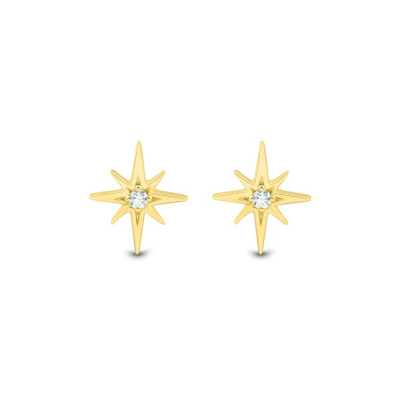 Lab Grown Diamond Accent Star Stud Earrings in Vermeil – Image 2 of 2
