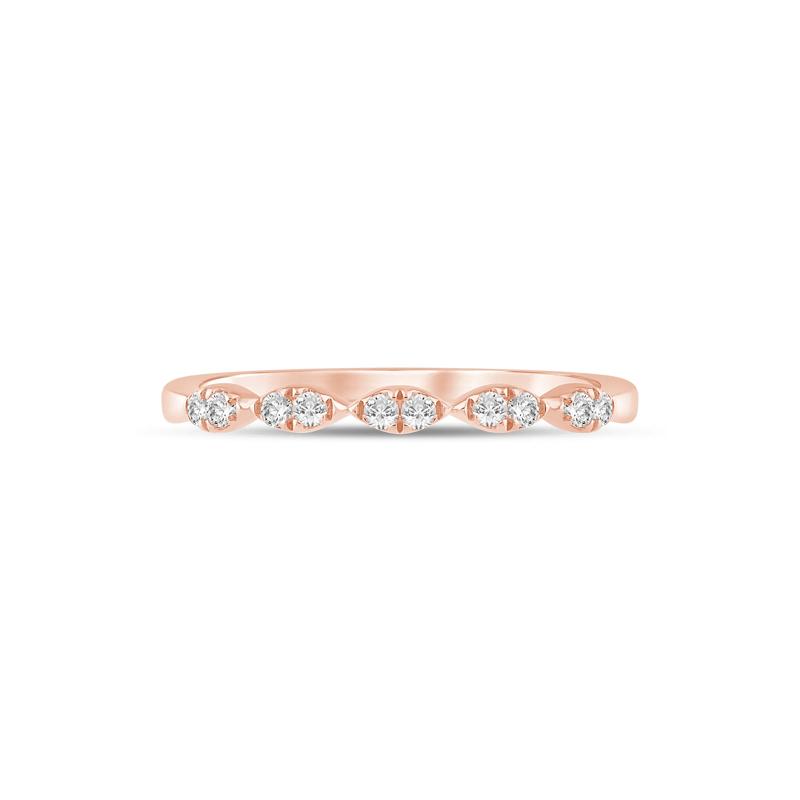 Diamond Faux-Marquise Anniversary Band in 10K Rose Gold (1/7 ct. tw.) – Image 1 of 3