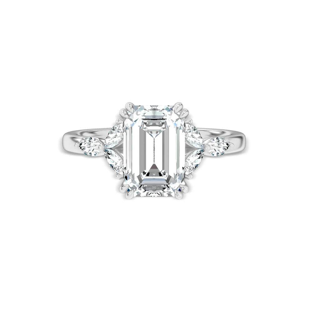 Lab Grown Diamond Emerald-Cut Center Engagement Ring in 14K White Gold (3 3/8 ct. tw.) – Image 1 of 4