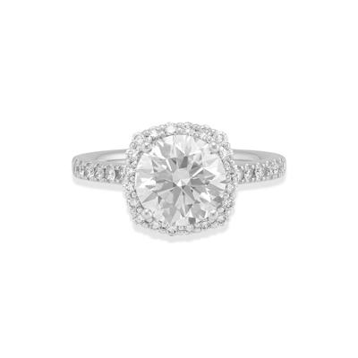 Lab Grown Diamond Round Center Halo Engagement Ring in 14K White Gold (3 ct. tw.)