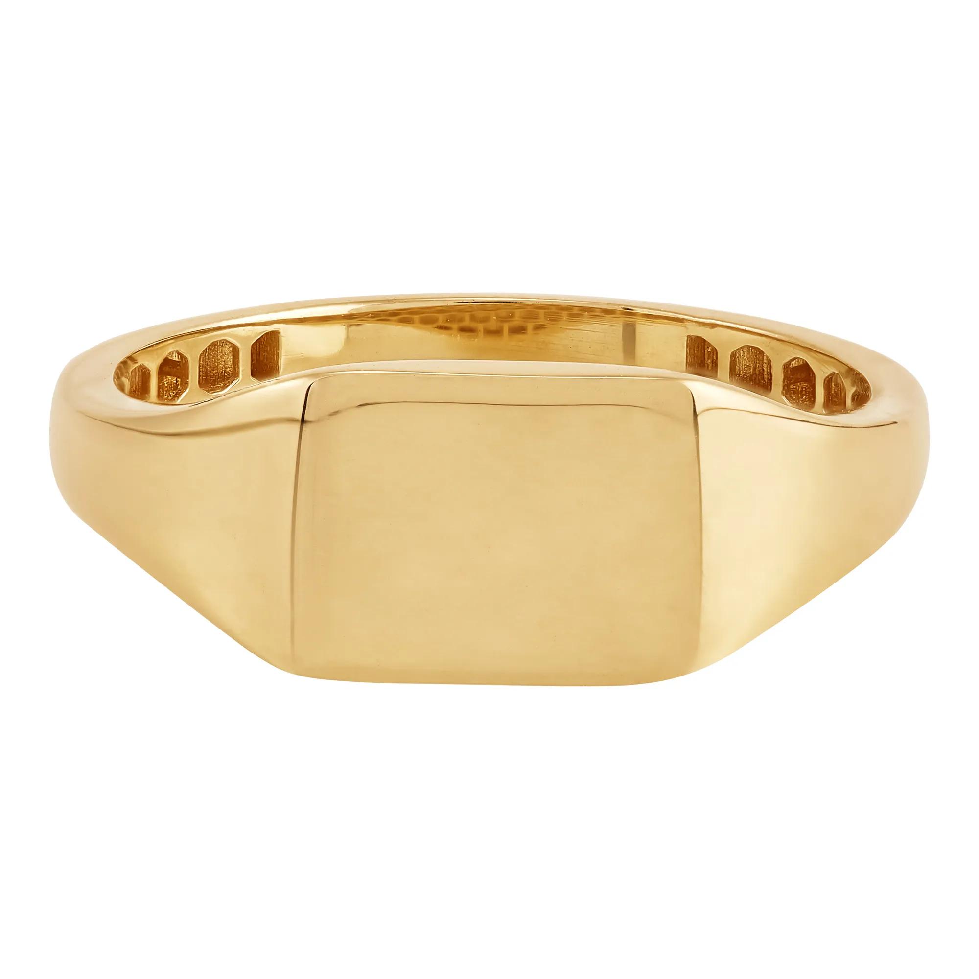 Polished Square Signet Ring in 14K Yellow Gold