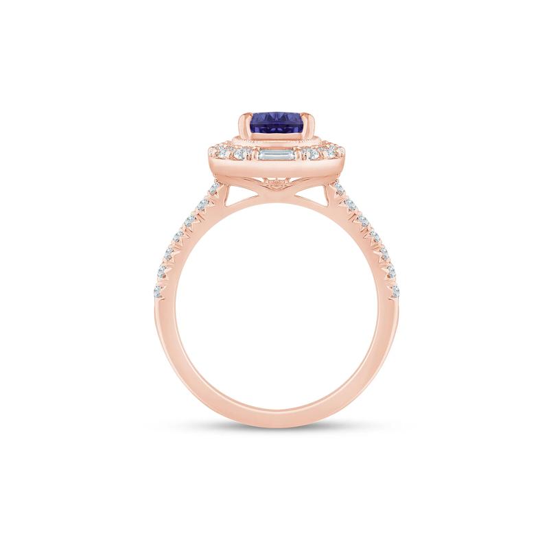 Tanzanite and Lab Grown Diamond Wedding Band in 14K Rose &amp; Yellow Gold &#40;1/2 ct. tw.&#41; – Image 2 of 3