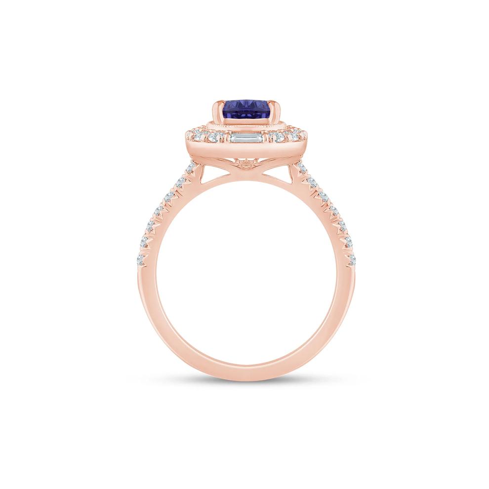 Tanzanite and Lab Grown Diamond Wedding Band in 14K Rose &amp; Yellow Gold (1/2 ct. tw.) – Image 2 of 3