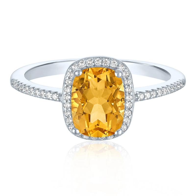 Citrine &amp; Lab-Created White Sapphire Ring, Earring and Pendant Box Set in Sterling Silver – Image 3 of 4