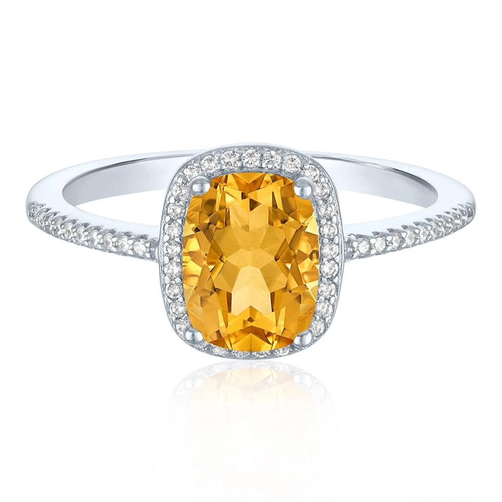 Citrine &amp; Lab-Created White Sapphire Ring, Earring and Pendant Box Set in Sterling Silver – Image 3 of 4