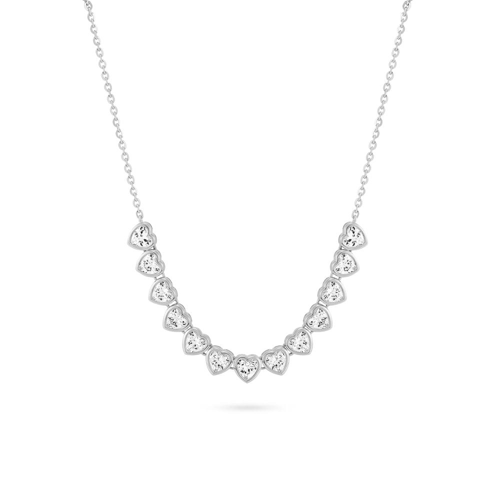Lab-Created White Sapphire Multi-Bezel Heart Necklace in Sterling Silver – Image 2 of 4
