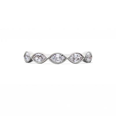 Lab Grown Diamond Marquise Bezel-Set Anniversary Band in 10K White Gold (1 ct. tw.)