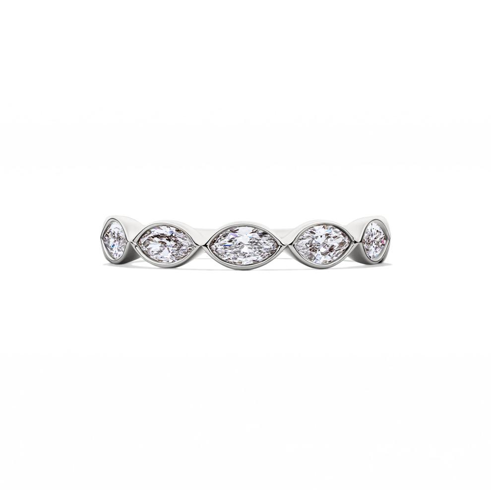 Lab Grown Diamond Marquise Bezel-Set Anniversary Band in 10K White Gold (1 ct. tw.) – Image 1 of 4