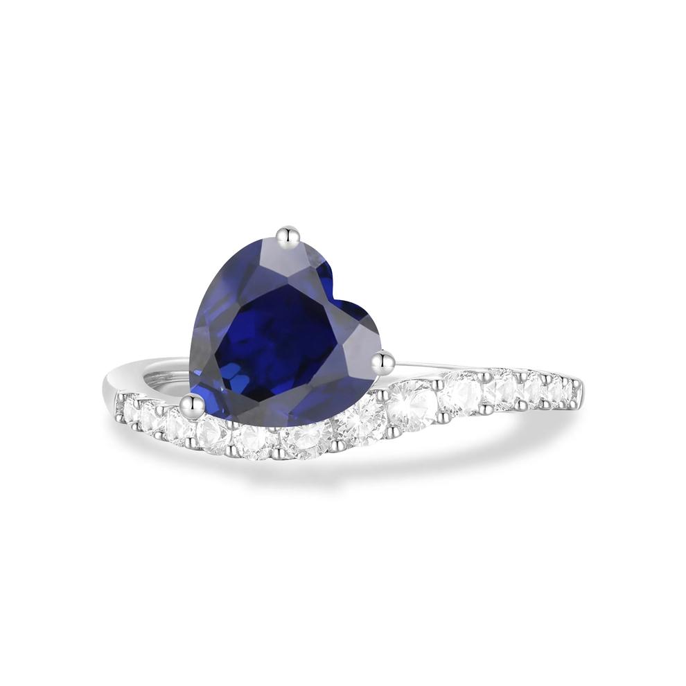 Lab-Created Blue Sapphire &amp; Lab-Created White Sapphire Pendant, Earrings, &amp; Ring Boxed Set in Sterling Silver – Image 2 of 4