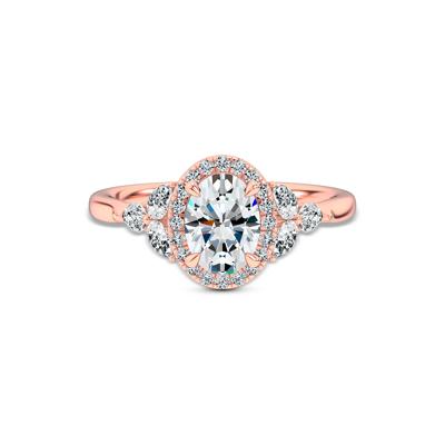 Diamond Oval Halo Engagement Ring in 18K Rose Gold (1 3/8 ct. tw.)