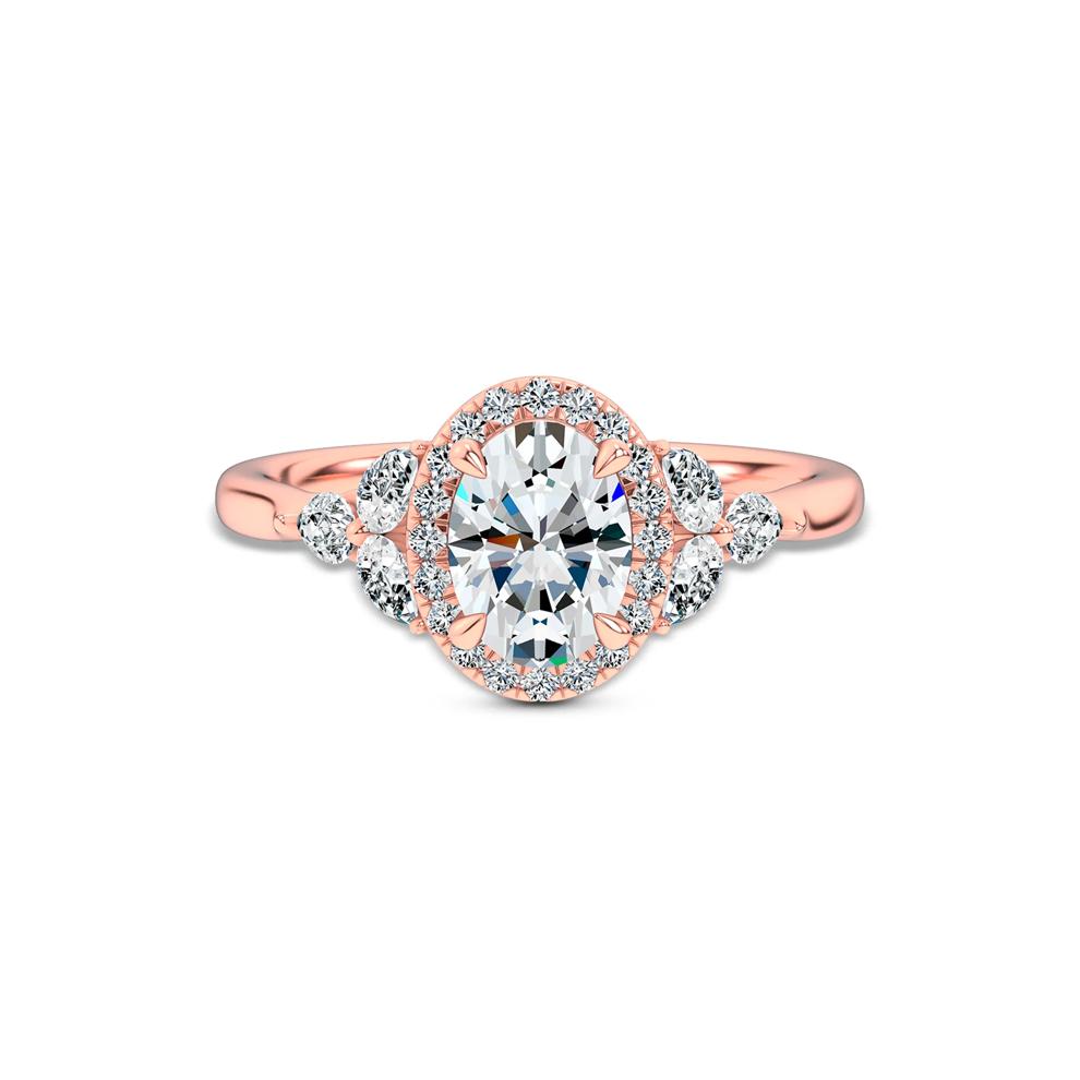 Diamond Oval Halo Engagement Ring in 18K Rose Gold (1 3/8 ct. tw.) – Image 1 of 4