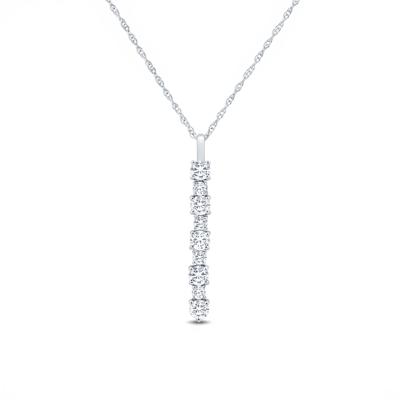 Lab Grown Diamond Round Vertical Bar Pendant in 10K White Gold (1 ct. tw.)