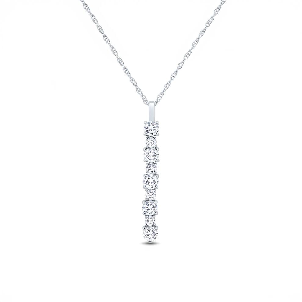 Lab Grown Diamond Round Vertical Bar Pendant in 10K White Gold (1 ct. tw.) – Image 1 of 3