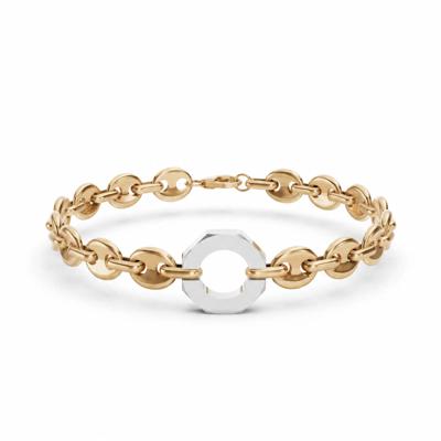 Men's Two-Tone Hex Nut Marine Link Bracelet in 18K Gold Vermeil, 8.5"