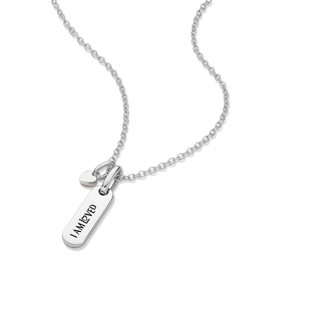 Lab Grown Diamond Accent Heart &amp; Arrow Tag Pendant in Sterling Silver &amp; 10K Rose Gold – Image 5 of 5