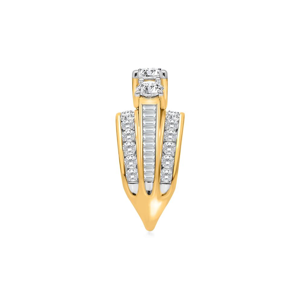 Lab Grown Diamond Three-Stone Multi-Row Band in 10K Yellow Gold (4 ct. tw.) – Image 3 of 3