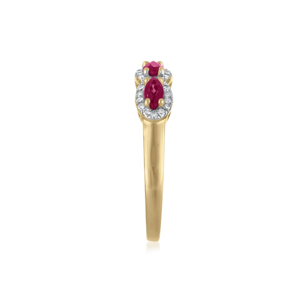 Ruby &amp; Diamond Halo Band Ring in 14K Yellow Gold (1/4 ct. tw.) – Image 3 of 3