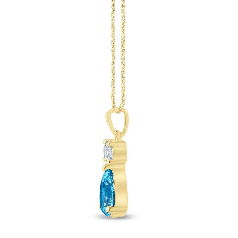 Lab Grown Blue and White Diamond Drop Pendant in 14K Yellow Gold (5/8 ct. tw.) – Image 2 of 3