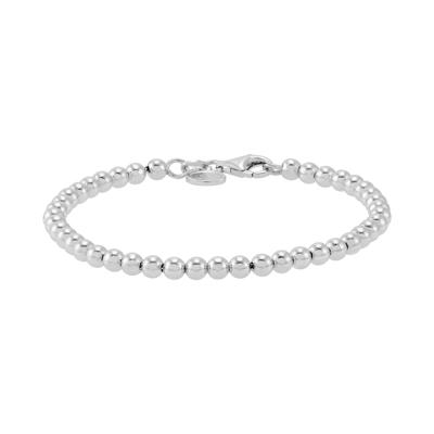 Polished Bead Bracelet in Sterling Silver, 4MM, 7.5"
