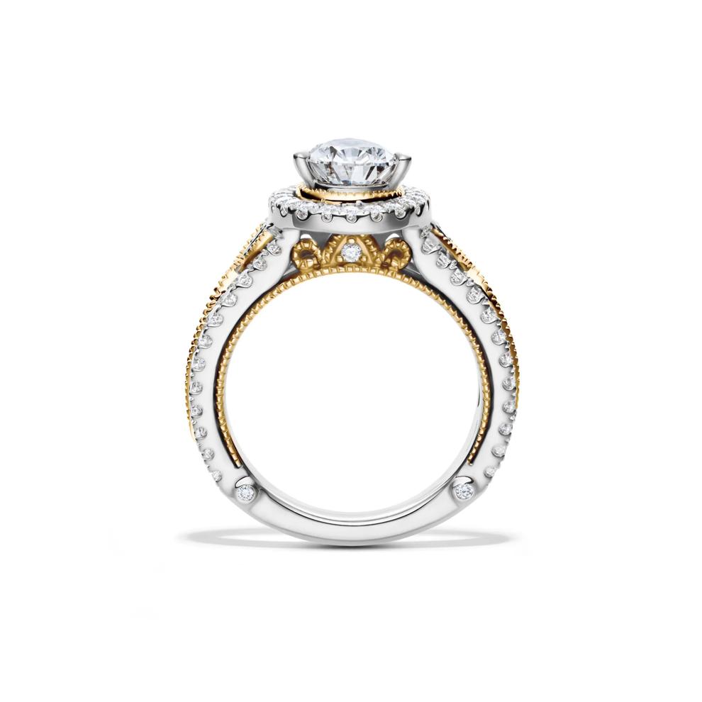Aria Lab Grown Diamond Pear-Shaped Halo Bridal Set in 14K White &amp; Yellow Gold (2 5/8 ct. tw.) – Image 2 of 7