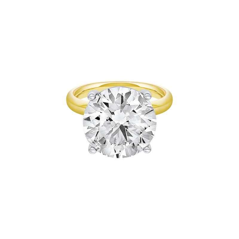 Lab Grown Diamond Round Solitaire Engagement Ring in 14K Yellow and White Gold &#40;10 ct.&#41; – Image 1 of 4
