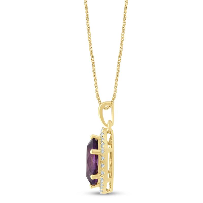 Oval Pink Amethyst Pendant in 10K Yellow Gold &#40;1/10 ct. tw.&#41; – Image 2 of 2