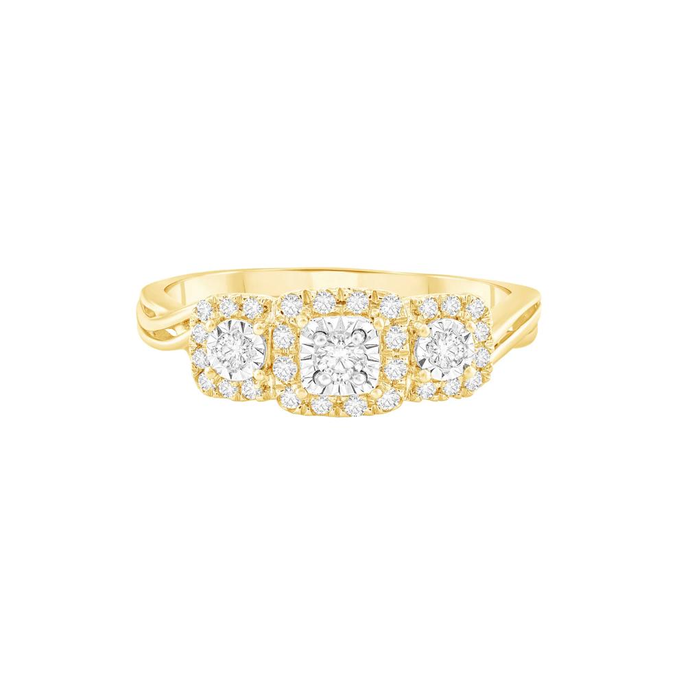 Diamond Illusion Three-Stone Ring in 10K Yellow Gold (1/4 ct. tw.) – Image 1 of 3