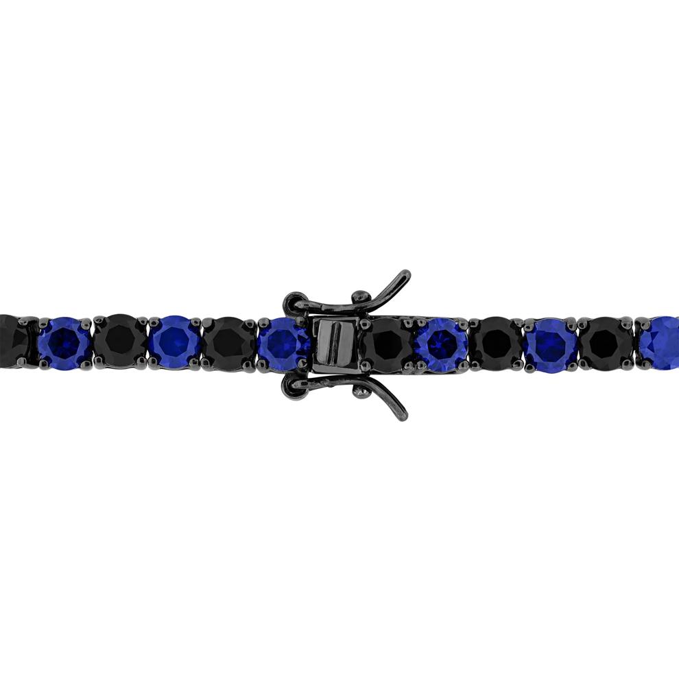 Lab-Created Black &amp; Lab-Created Blue Sapphire Bracelet in Sterling Silver – Image 2 of 5