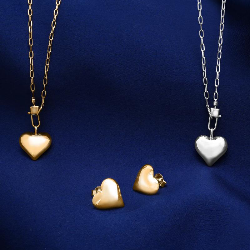 Puffy Heart Lock Necklace in Vermeil – Image 5 of 7
