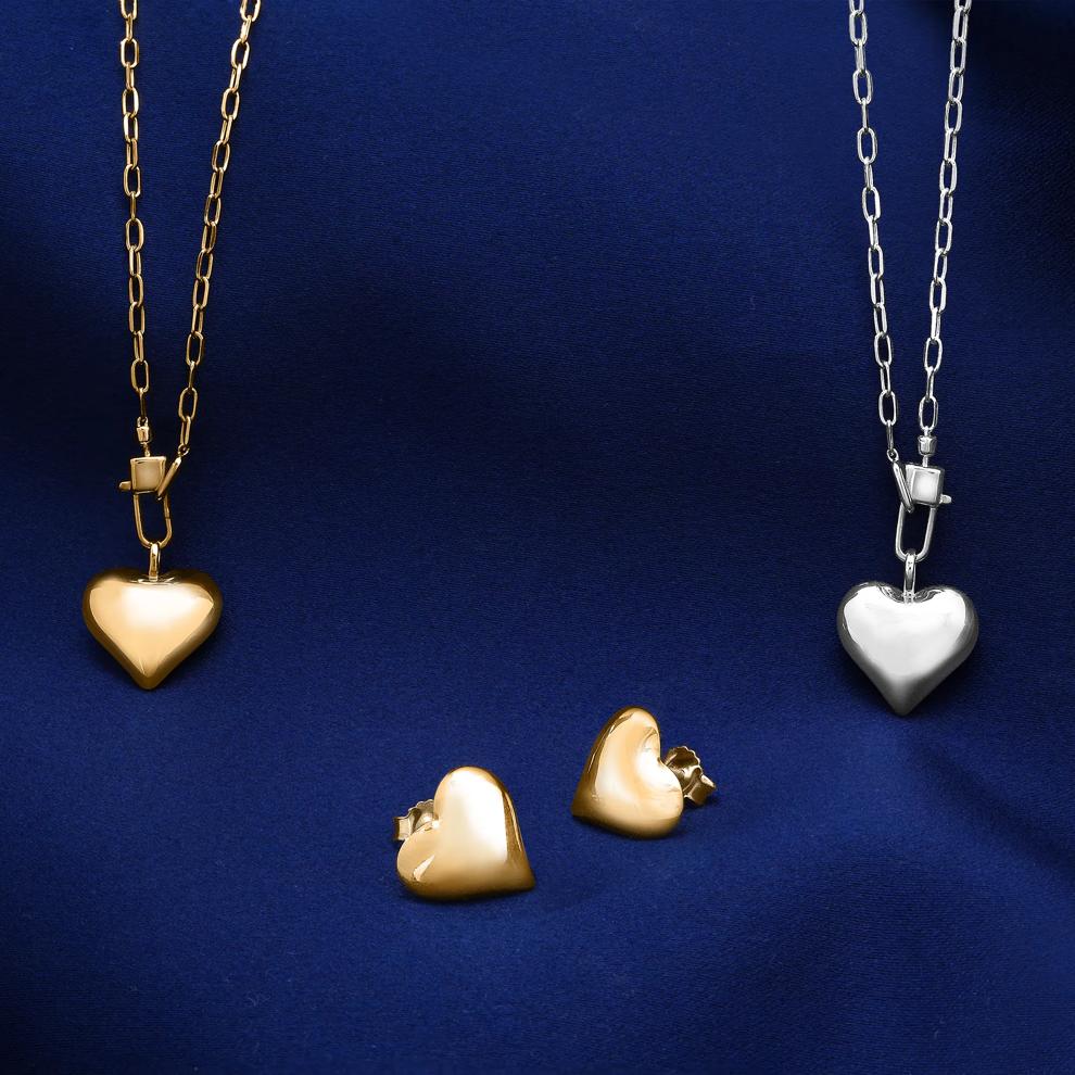 Puffy Heart Lock Necklace in Vermeil – Image 5 of 7
