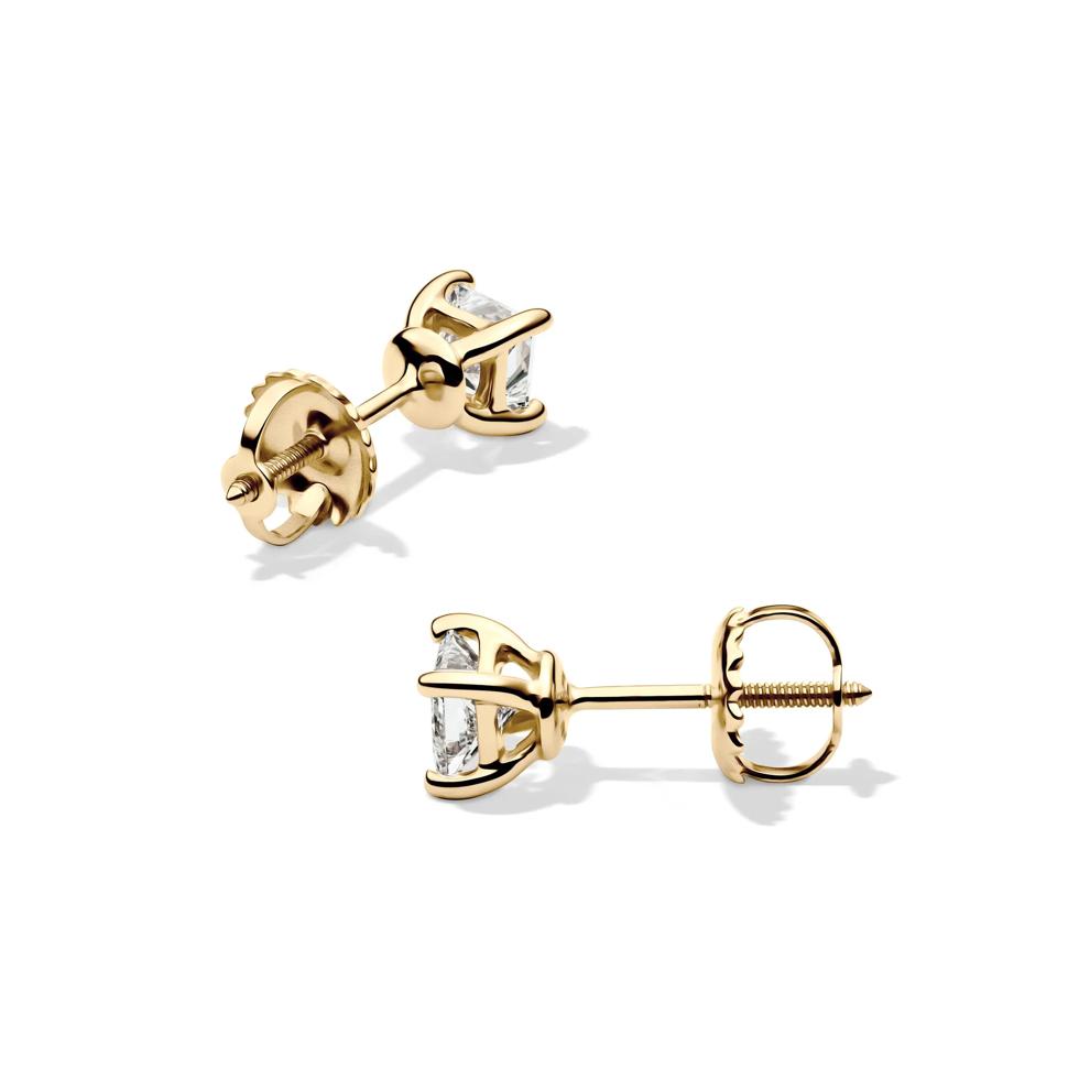 Lab Grown Diamond Stud Earrings with Princess-Cut Solitaires in 14K Yellow Gold (1/2 ct. tw.)   – Image 2 of 4