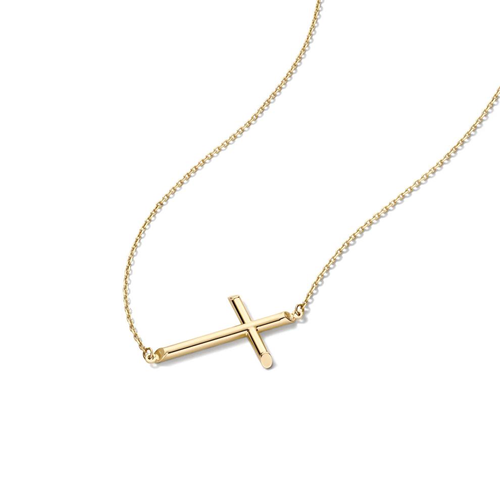 Sideways Cross Necklace in 14K Yellow Gold – Image 4 of 4
