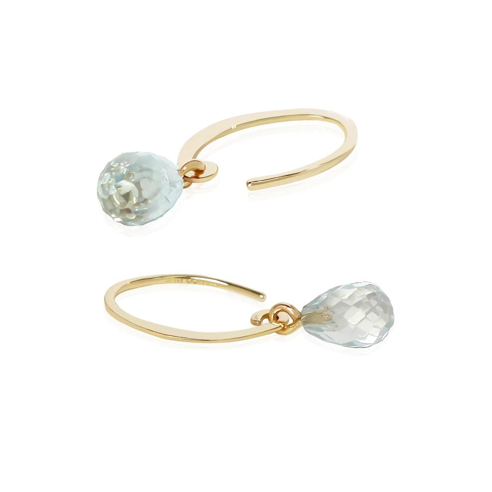 Briolette Gemstone Ear Wire Drop Earrings in 14K Yellow Gold – Image 2 of 8
