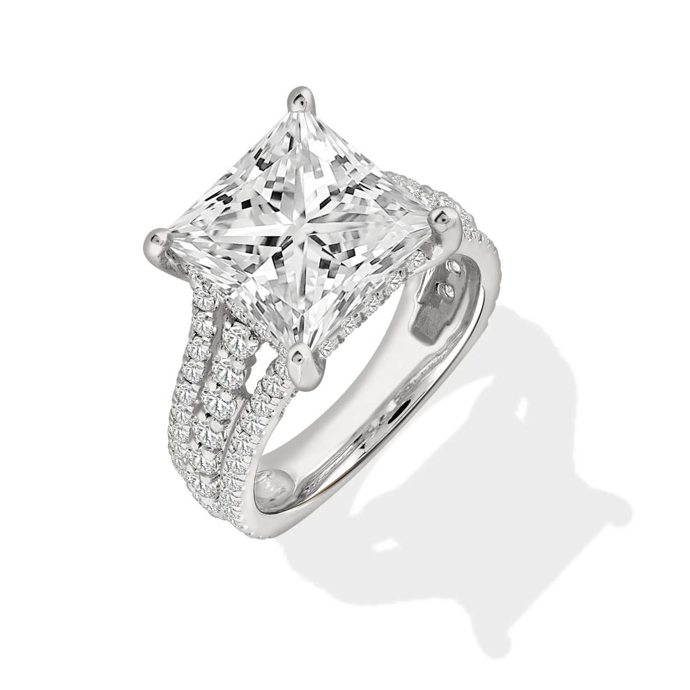 Lab Grown Diamond Princess-Cut Center Engagement Ring in 14K White Gold (8 1/2 ct. tw.) – Image 4 of 4
