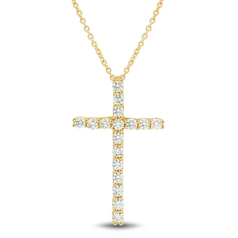 Lab Grown Diamond Cross Pendant in 14K Yellow Gold &#40;5/8 ct. tw.&#41; – Image 1 of 3