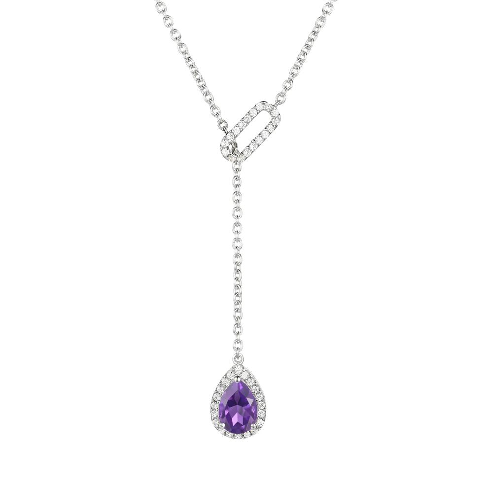 Lab-Created Amethyst &amp; Lab-Created White Sapphire Lariat Necklace in Sterling Silver – Image 1 of 4