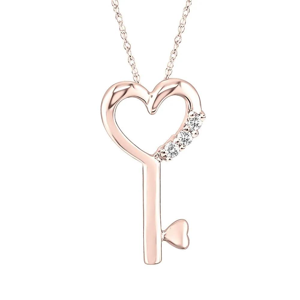 Diamond Heart Key Pendant in 10K Rose Gold | Helzberg