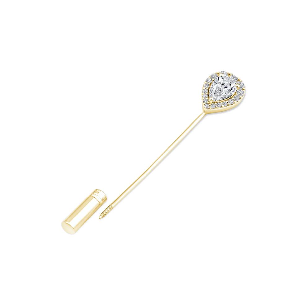 Men's Lab Grown Diamond Pear-Shaped Stick-Pin Brooch in Gold Vermeil (1 ct. tw.) – Image 2 of 2
