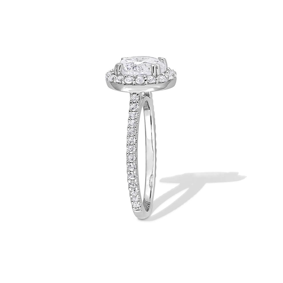 Lab-Created White Sapphire Halo Ring in Sterling Silver – Image 3 of 4