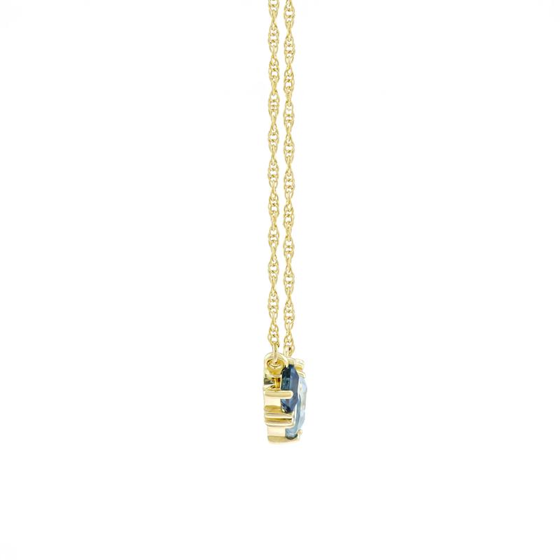 Lab-Created Blue Topaz and White Sapphire Necklace in 10K Yellow Gold – Image 2 of 3