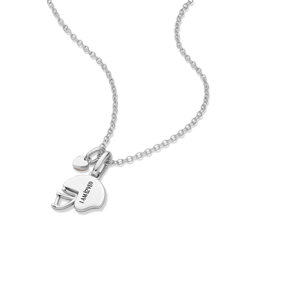 Lab Grown Diamond Accent Football Helmet Pendant in Sterling Silver &amp; 10K Rose Gold – Image 5 of 5