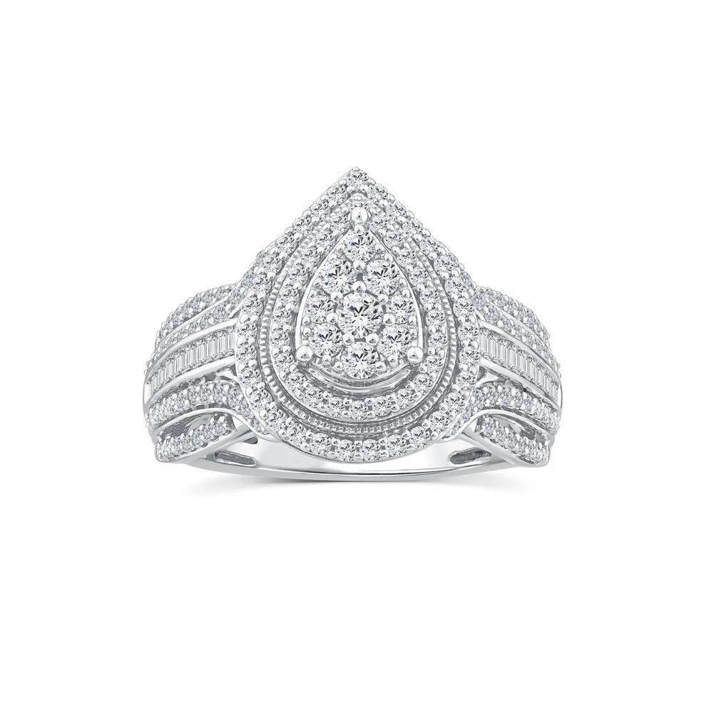 Diamond Pear-Shaped Composite Engagement Ring in 10K White Gold (1 ct. tw.) – Image 1 of 3