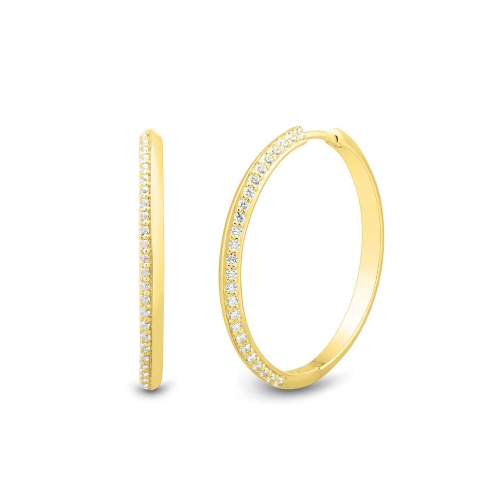 Lab Grown Diamond Hoop Earrings in Vermeil, 30MM (1/2 ct. tw.) – Image 1 of 2