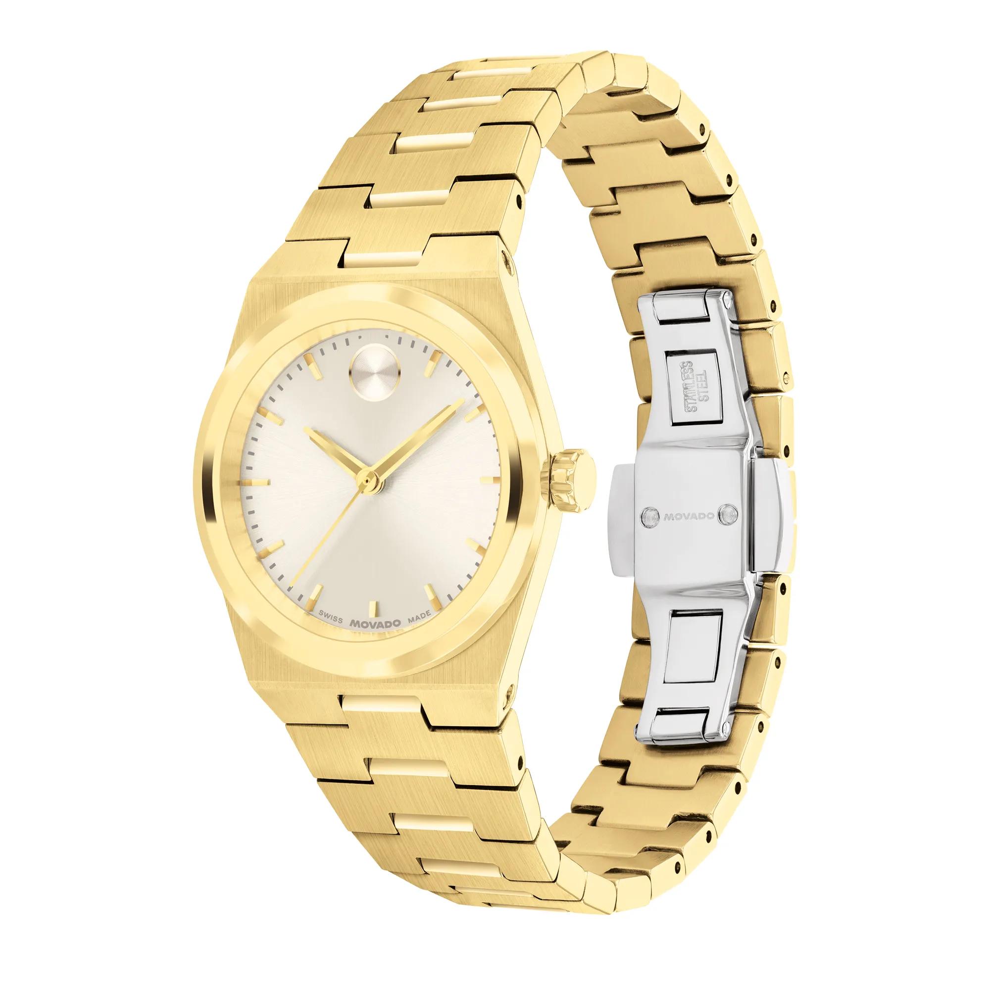 マウル　Q Denken Gold Movado® Bold® Ladies' Quest Mini Watch in Gold-Tone Stainless Steel